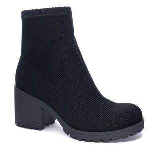 New Dirty Laundry Lizzie Black Knit Slip-On‎ Heeled Sock Ankle Booties Size 11